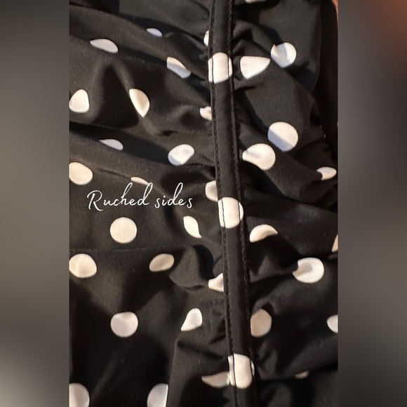 NWT Girls Kids Adjustable Swimsuits Black White Polka Dot Size 10 - Picture 7 of 12